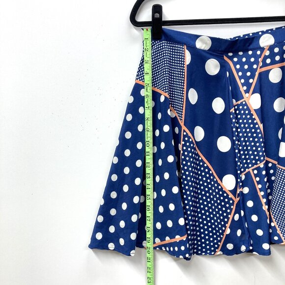 Moon Collection Polkadot Flared Skirt, Size Large, Blue White Silky Lined Swirly - Picture 4 of 7